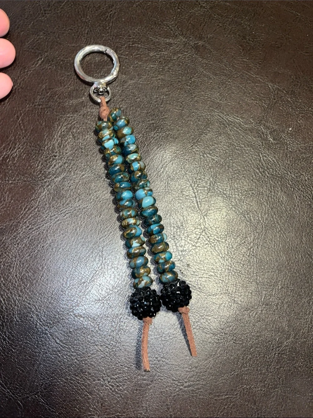 Beaded genuine stone Tassel Keychain - Unbranded